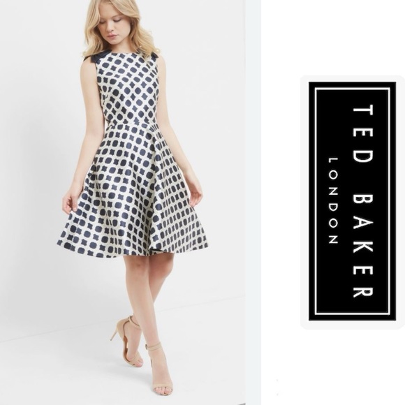 Ted Baker Blushing Rose Geo Dress in Navy Size 1 (U.S. Size 4) MSRP $365 - Picture 10 of 10